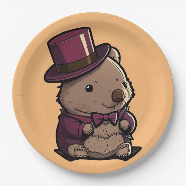 Adorable Wombat Paper Plates (Front)