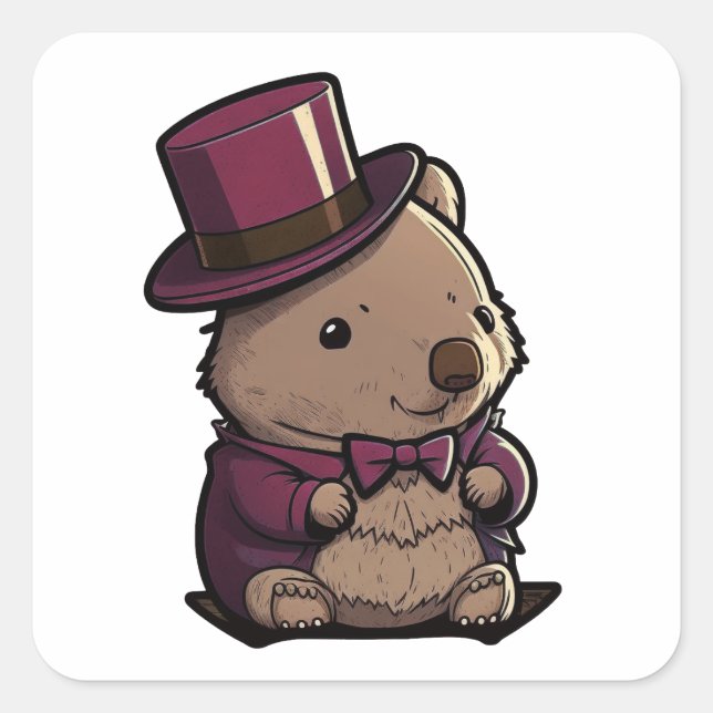 Adorable Wombat Square Sticker (Front)