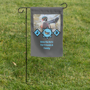 Adorable Wood Duck Monogram Photo Garden Flag