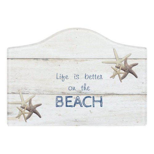 Adorable Wood TextureStarfishBeach     Door Sign