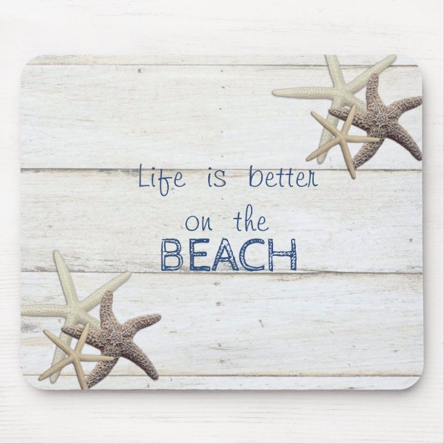 Adorable Wood Texture,Starfish,Beach     Mouse Pad (Front)