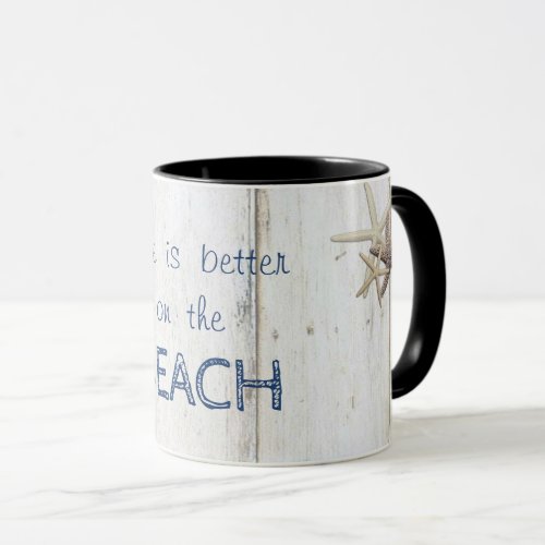 Adorable Wood TextureStarfishBeach    Mug