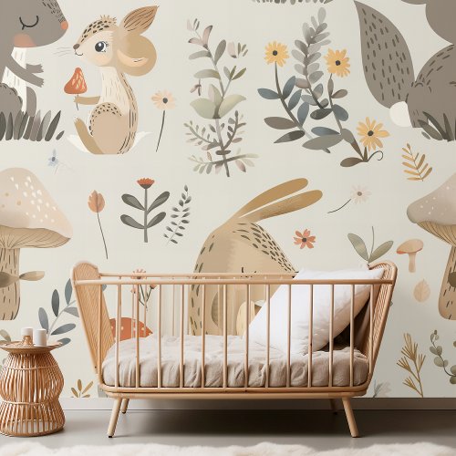 Adorable Woodland Animal in Neutral Tones  Wallpaper