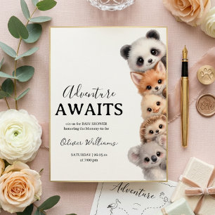 Adorable Woodland Animals Baby Shower Invitation