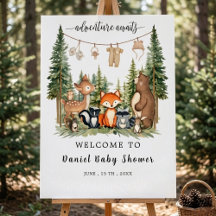 Adorable Woodland Animals Baby Shower Welcome 
