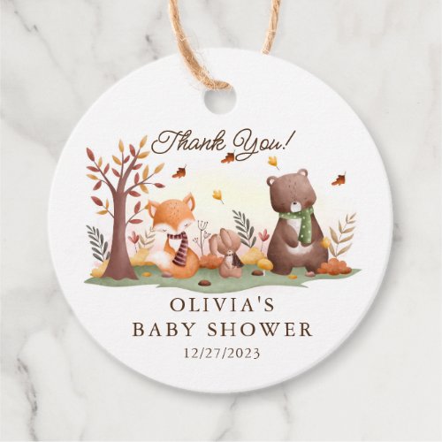 Adorable Woodland Animals Favor Tags