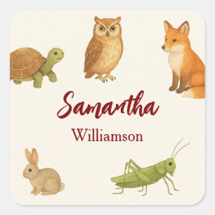 Adorable Woodland Animals Forest Friends Square Sticker