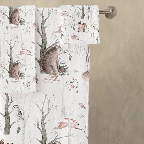 Adorable Woodland Animals Kids Bath Towel Set