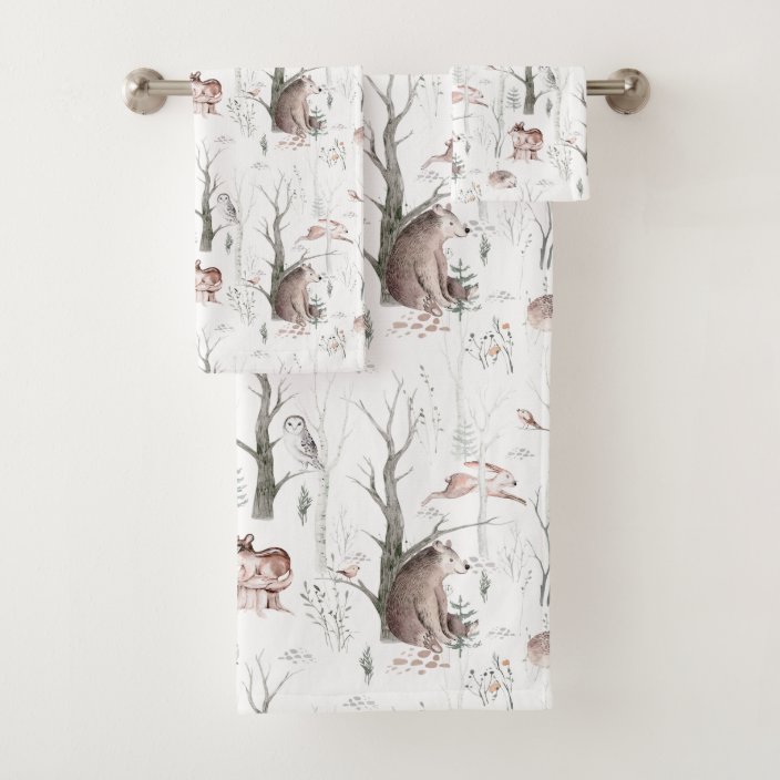 Adorable Woodland Animals Kids Bath Towel Set