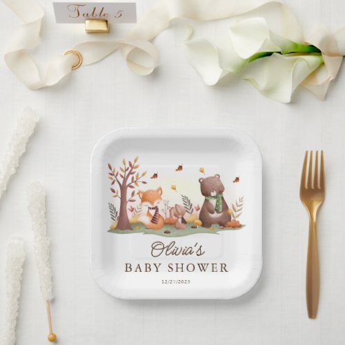 Adorable Woodland Animals Paper Plates