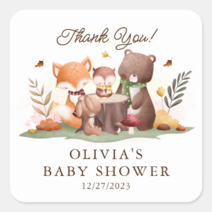 Adorable Woodland Animals Square Sticker