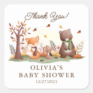 Adorable Woodland Animals Square Sticker