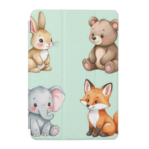 Adorable Woodland Baby Animals Pastel Watercolor iPad Mini Cover