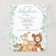 Adorable Woodland Baby Shower Budget Invitation