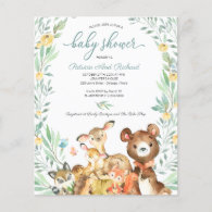 Adorable Woodland Baby Shower Budget Invitation