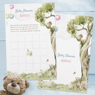 Adorable Woodland Bear Baby Shower Bingo Game
