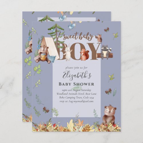 Adorable Woodland Bear Camping Boys Baby Shower In