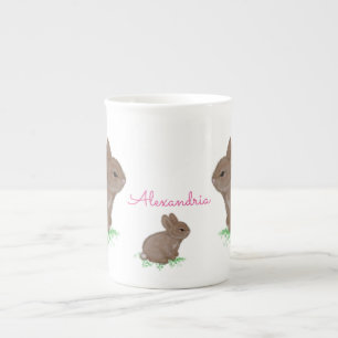 Adorable Woodland Bunny Family Bone China Mug