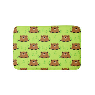 Adorable Woodland Groundhog Pattern Bathroom Mat