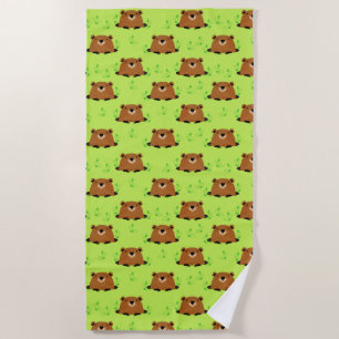 Adorable Woodland Groundhog Pattern Beach Towel