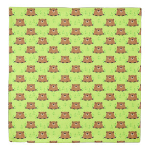 Adorable Woodland Groundhog Pattern Duvet Cover