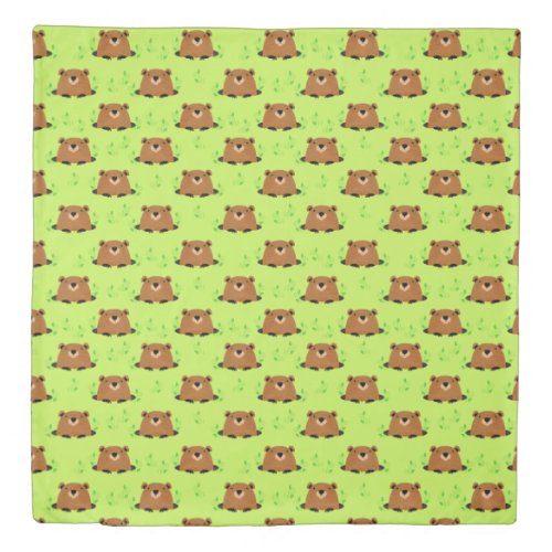 Adorable Woodland Groundhog Pattern Duvet Cover