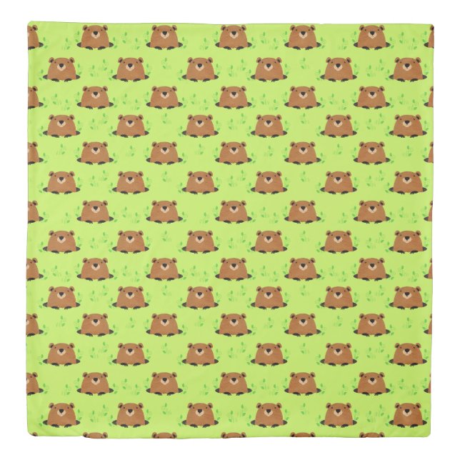 Adorable Woodland Groundhog Pattern Duvet Cover (Front)