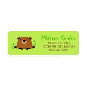 Adorable Woodland Groundhog Pattern Label