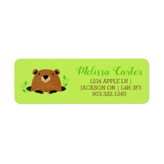 Adorable Woodland Groundhog Pattern Label