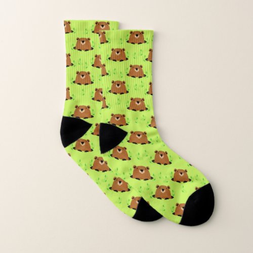 Adorable Woodland Groundhog Pattern Socks