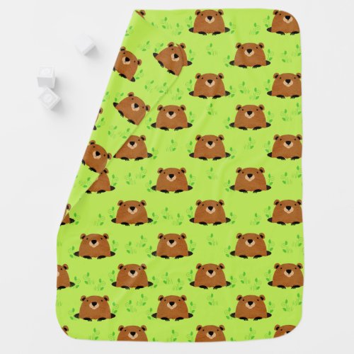 Adorable Woodland Groundhog Pattern Swaddle Blanket