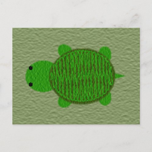 Adorable Yarn Textured Turtle Holiday Postcard