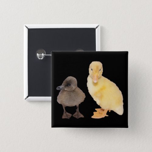 Adorable Yellow and Gray Duckling Photograph Pinback Button