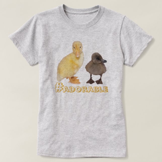 Adorable Yellow and Gray Ducklings Photo Custom T-Shirt (Design Front)