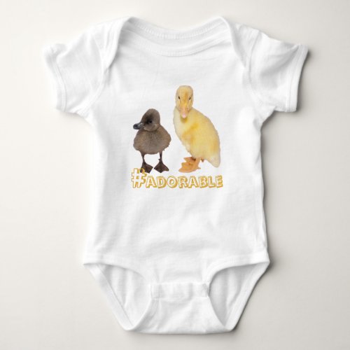Adorable Yellow and Gray Ducklings Photograph Baby Bodysuit
