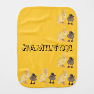 Adorable Yellow and Gray Ducklings Photograph Baby Burp Cloth