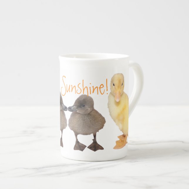 Adorable Yellow and Gray Ducklings Photograph Bone China Mug (Front Right)