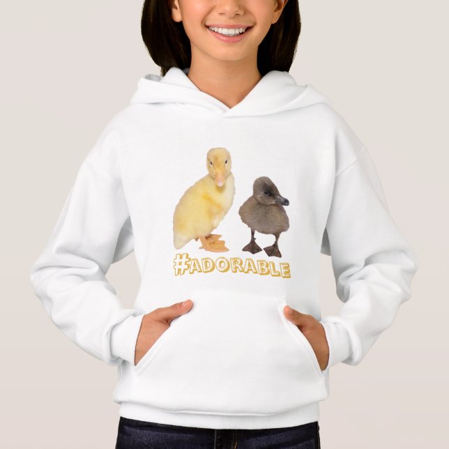 Adorable Yellow and Gray Ducklings Photograph Hoodie (Front)
