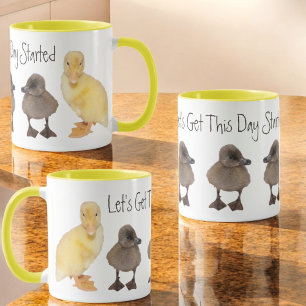 Adorable Yellow and Gray Ducklings Photograph Mug