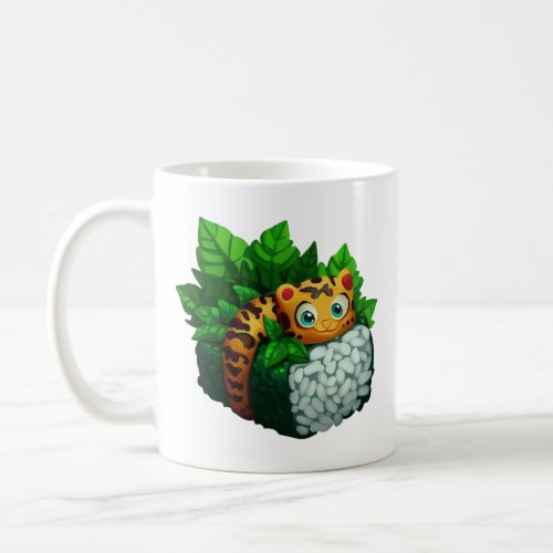 Adorable Yellow Baby Leopard Jungle Sushi Roll Coffee Mug