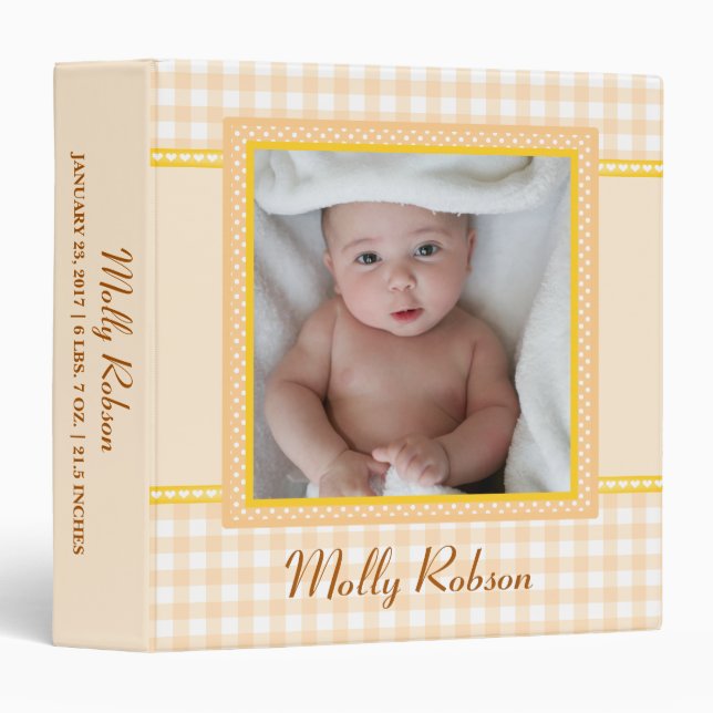 Adorable Yellow Baby Photo Album 3 Ring Binder (Front/Spine)