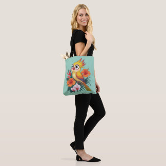 Adorable Yellow birds with flowers Tote Bag