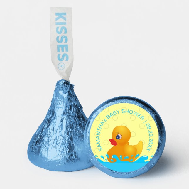 Adorable Yellow Blue Rubber Ducky Baby Shower Clas Hershey®'s Kisses® (Front)