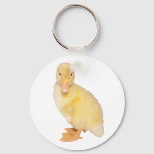 Adorable Yellow Duckling Close_Up Photograph Keychain