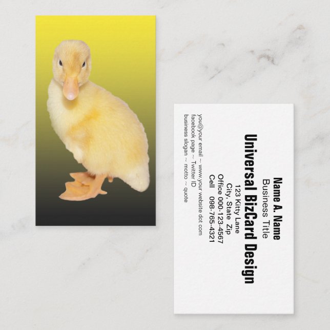 Adorable Yellow Duckling Photograph Business Card (Front/Back)