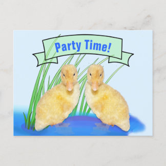 Adorable Yellow Ducklings Children's Birthday Invitation Postcard
