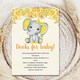 Adorable Yellow Elephant Baby shower Girl Enclosure Card