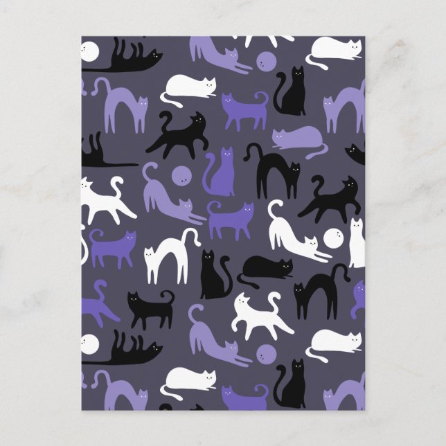 Adorable Yoga Cute Cat Poses Announcement Postcard (Front)