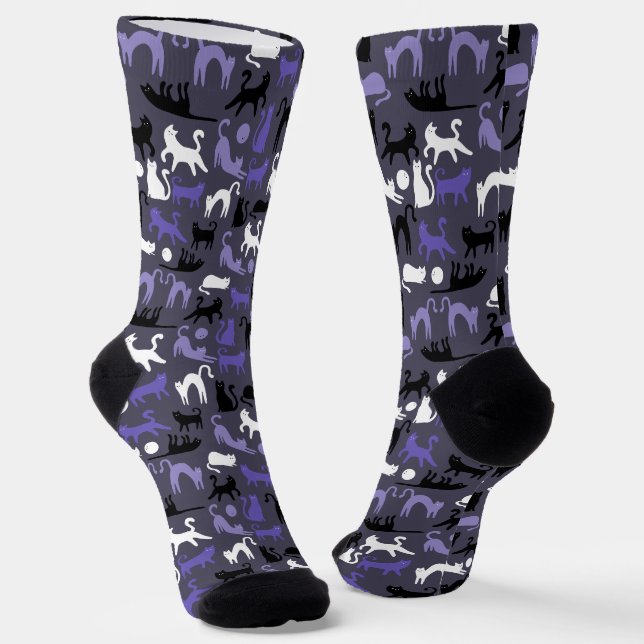 Adorable Yoga Cute Cat Poses Socks (Angled)