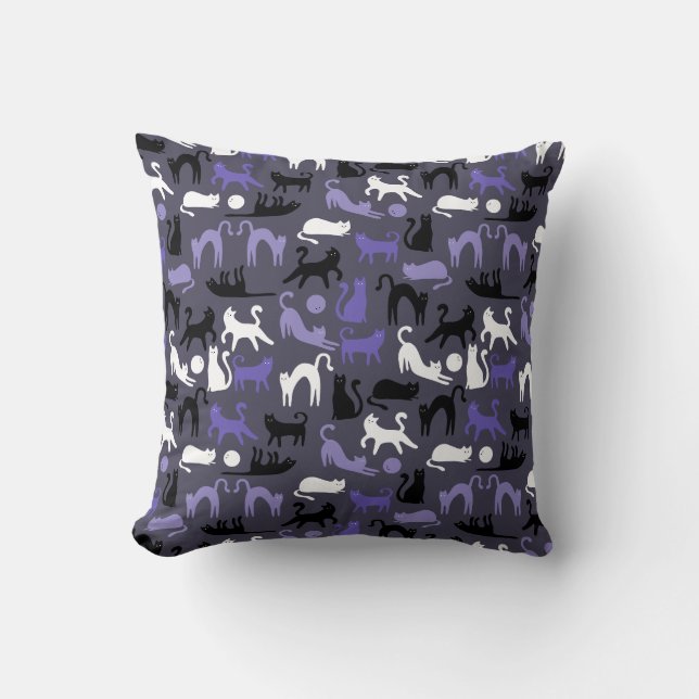 Adorable Yoga Cute Cat Poses Throw Pillow (Front)